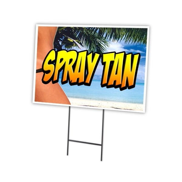 Spray Tan Yard Sign & Stake outdoor plastic coroplast window, C-1216-DS-Spray Tan